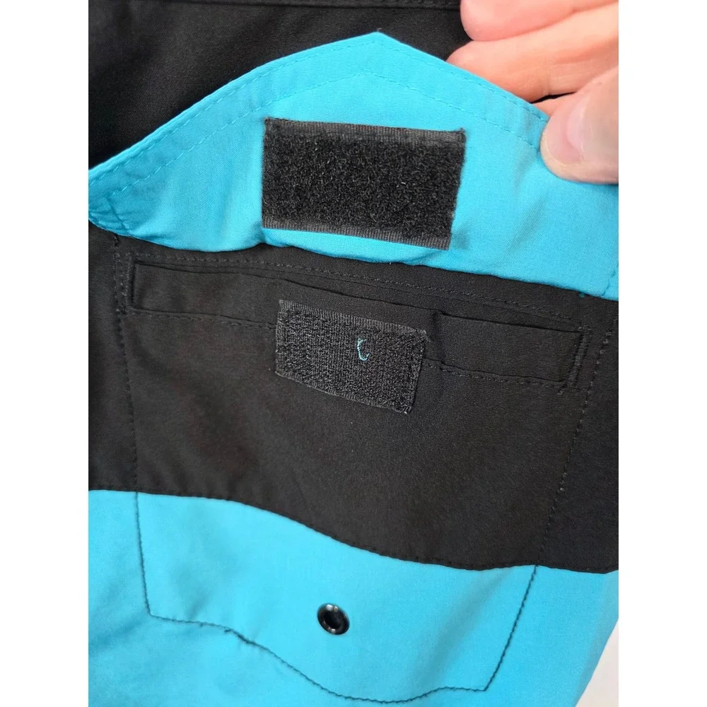 Maui and Sons Mens Board Shorts Black Turquoise Color Block Swim Trunks Size 38